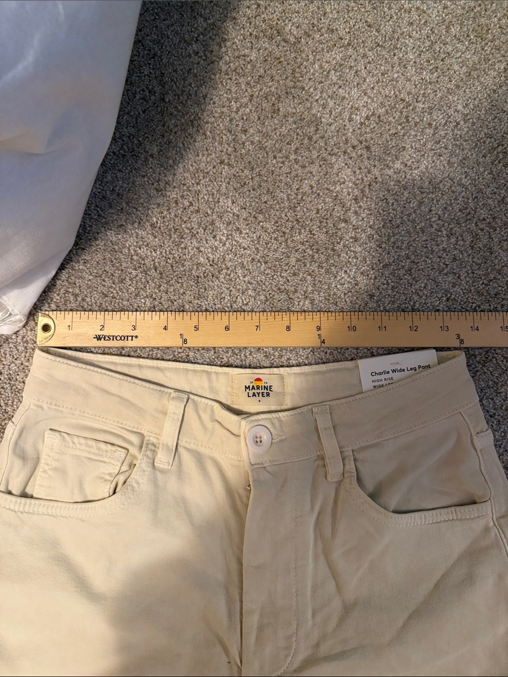 New NWT Marine Layer Charlie Wide Leg Pant High Rise Cream Ivory Size 6 - Picture 9 of 11
